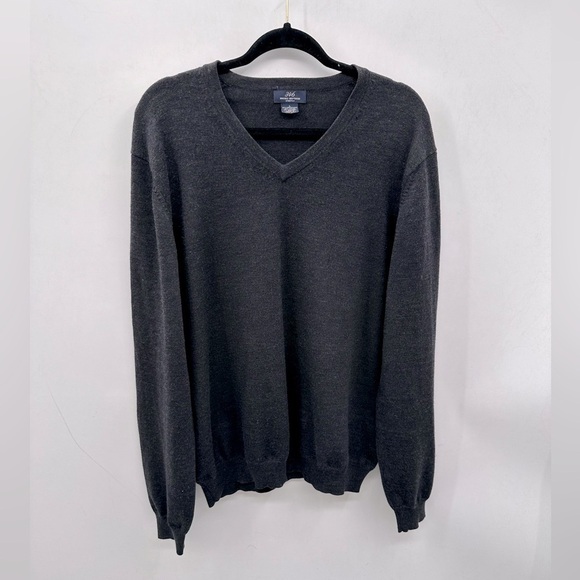 BROOKS BROTHERS 346 MERINO WOOL Men grey V Neck gorpcocre preppy sweater LARGE - Picture 1 of 13